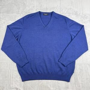 Maerz Muenche 100% Merino Wool V-Neck Sweater Blue Made in Germany Men’s Size 56